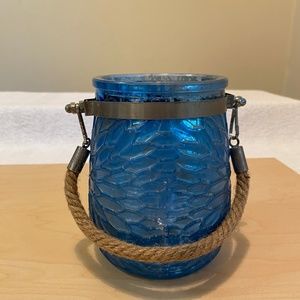 Blue Glass Candle Holder